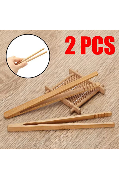 Choice 2Pcs 18cm Bamboo Wood Wooden Food Toast Salad Tongs Toaster Bacon Suga...