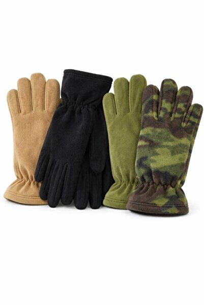 SINGLE SWORD Pixel Black Beige Khaki 4-Piece Women's Fleece Gloves