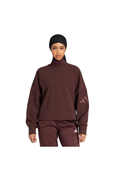 adidas W ALL SZN W CRE Kadın Kahverengi Sweatshirt JW7443