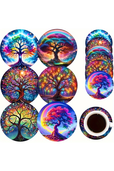 Choice3 مجموعة من 6 أكواب قهوة ثنائية الأبعاد مقاومة للحرارة مع قواعد أكواب خ...