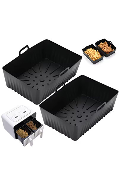 Choice 2PC Black Air Fryers Oven Baking Tray, Air Fryer Silicone Basket Silic...