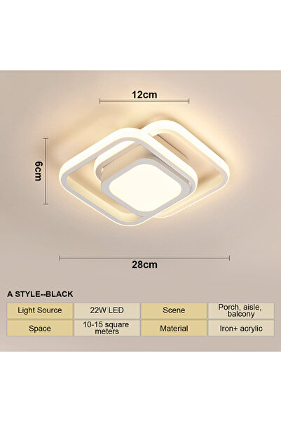 Choice مصباح سقف LED عصري أبيض اللون، بارتفاع 28 سم، مزود بثلاثة ألوان إضاءة،...