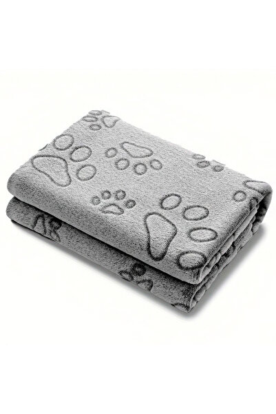 Choice1 بطانية مخملية رمادية ناعمة بنقشة أقدام كبيرة للكلاب - مقاس 40×60 سم -...