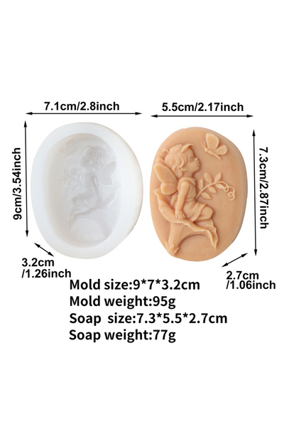 Choice1 قالب صابون على شكل ملاك، 4 قطع، قالب سيليكون على شكل جنية زهور، قالب ...