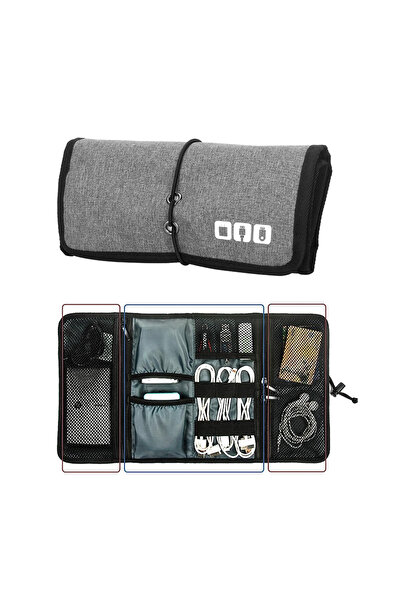 choice2 Grey Travel Cable Storage Bag，Electronic Organizer Cord Pouch，Roll up...