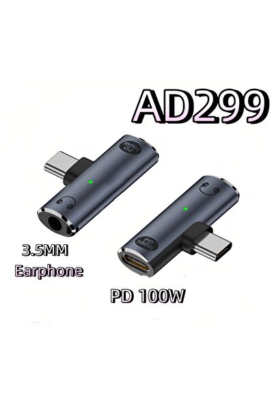 Choice AD299 سماعة أذن 3.5 ملم، محول USB من النوع C ثنائي في واحد، شحن سريع P...
