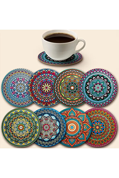 Choice 8pcs 8pcs Mandala Wooden Coasters Set - Holiday Gift, Home Bar Office ...