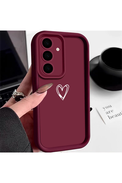 Choice For Samsung S25Edge A524 Wine Red Love Heart Soft Case For A17 A15 A55...
