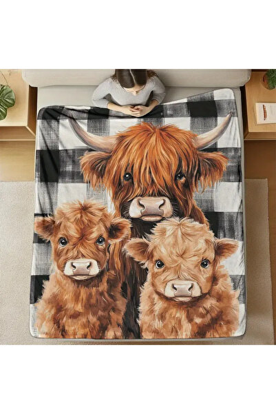 Choice 75x100cm 1 1pc Blanket Christmas Lovely Highland Cow Printed for Home ...
