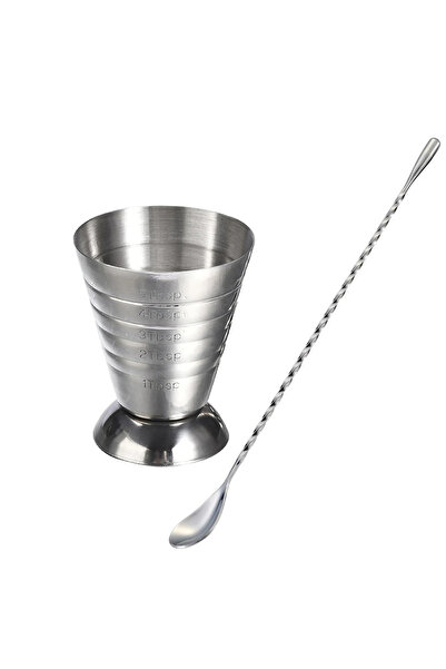 Choice3 كوب قياس من الفولاذ المقاوم للصدأ مع ملعقة خلط، سعة 2.5 أونصة / 5