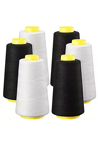 Choice 6Rolls-3Black 3White 1-6Rolls 3000 Yard Each Serger Thread 100% Polyes...
