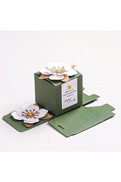Choice Small White Card 10pcs Forest Style Green Wedding Candy Box Square Thr...