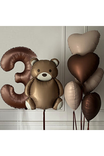 Choice 32inch 3 7pcs Cute Brown Bear Balloons 32 Inch Number 0-9 Years Old Ba...