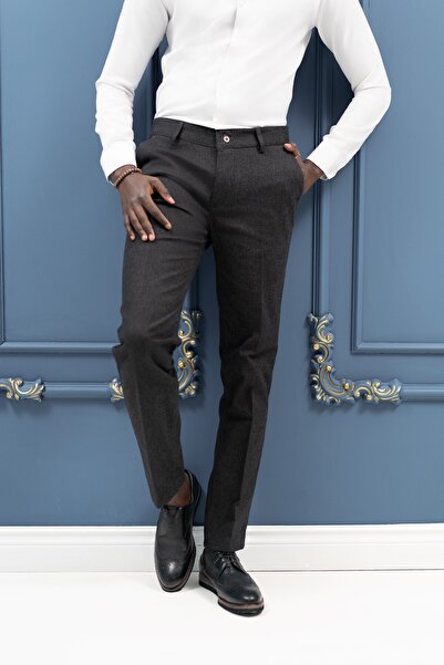 NOTRA Regular Fit Cotton Textured Winter Gabardine Trousers