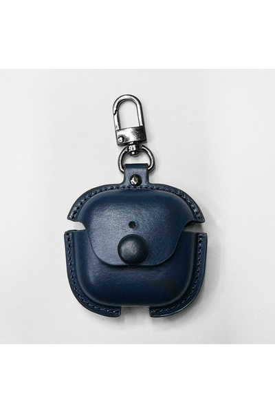 Choice جراب حماية من الجلد الصناعي الأزرق لسماعات AirPods 4 مع سلسلة مفاتيح، ...