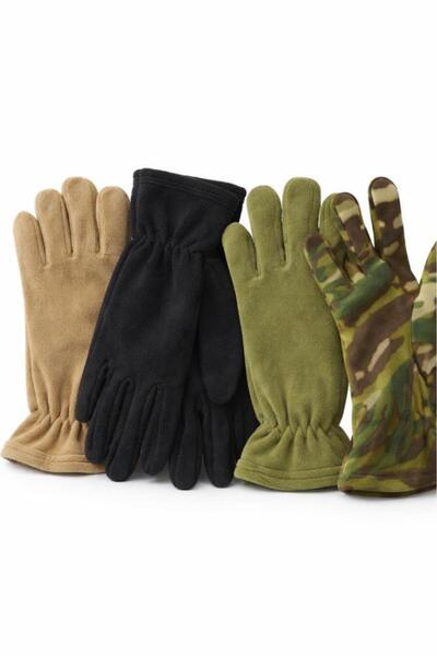 SINGLE SWORD 4-Piece Men's Fleece Gloves - Black Beige Khaki Multicam