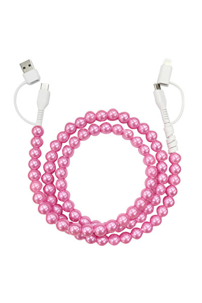 Choice D ABS Colored Beads Data Cable 2-to-2 PD Fast Charging Dual-purpose Ty...