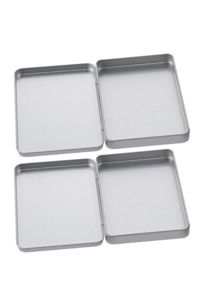 Choice قطعتان من علب التخزين المعدنية المستطيلة الفضية الأنيقة، مقاس 4.9 بوصة...