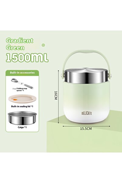 Choice 1500ML 2 1 green2 Portable Bento box304 Stainless Steel Vacuum Pot Dou...