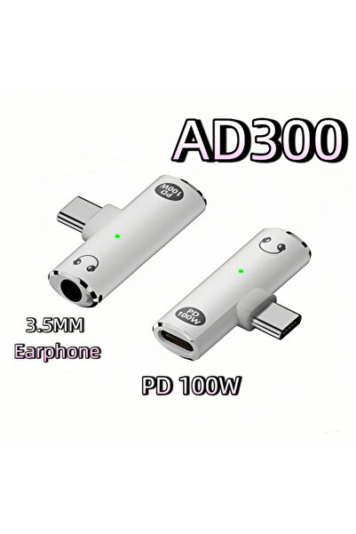 Choice AD300 3.5MM Earphone 2IN1 USB Type C Adapter PD100W Fast Charging 10Gb...