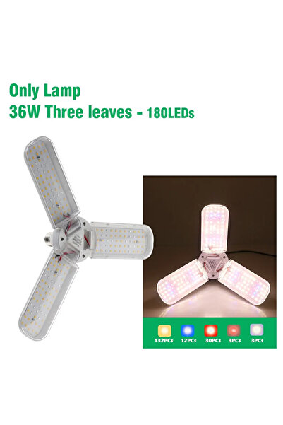 Choice مصباح نمو نباتي LED قابل للطي، 36 واط - 180 ليد، 2/3/4 ورقة مروحة، طيف...