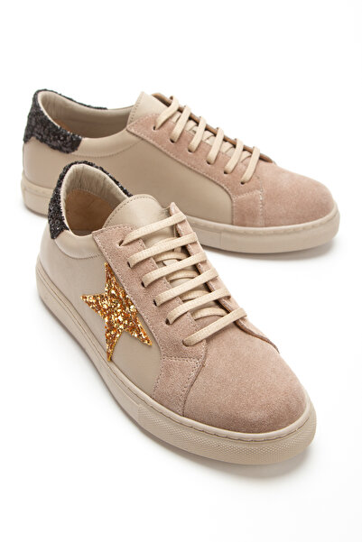 PASSAGE SHOES حذاء رياضي كاجوال نسائي من الجلد الطبيعي 2082 رمادي-رمادي سويدي