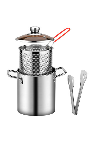 Choice frying pot with clip Deep Frying Pot Stainless Steel Fryer Pan Fry Pot...