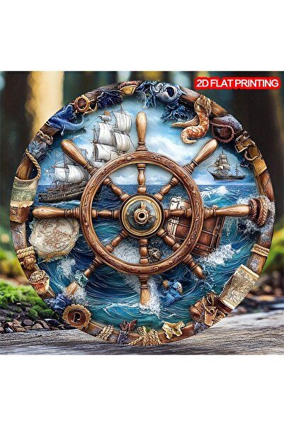 HELLOYOUNG 20X20cm TYA14300-20X20cm Round Metal Wall Sign | Rustic Maritime- ...