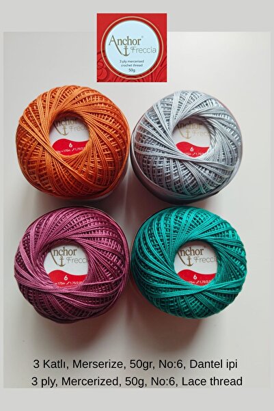 Anchor Freccia 3-шаровий мерсеризований 50 г мереживний шнур, набір з чотирьо...
