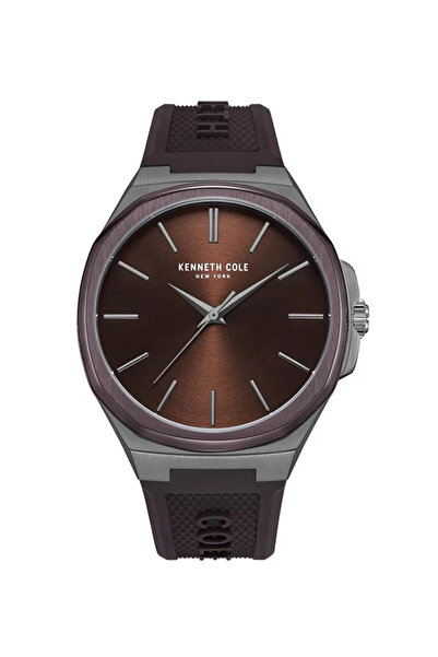 Kenneth Cole New York Brown Dial and Black Silicone Strap Watch For Men 43 mm