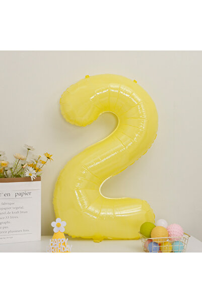 Choice 40inch 2 Lemon Yellow Digital Balloon Aaluminum Film Number Balloons C...