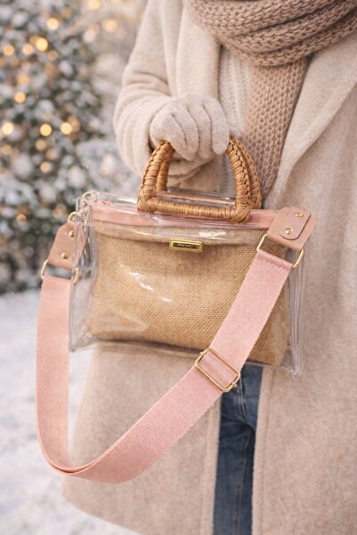 Davinci Desıgyn Ahşap Saplı Şeffaf Çanta