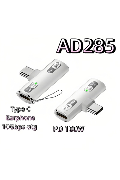 Choice AD285 TypeC Earphone 2IN1 USB Type C Adapter PD100W Fast Charging 10Gb...