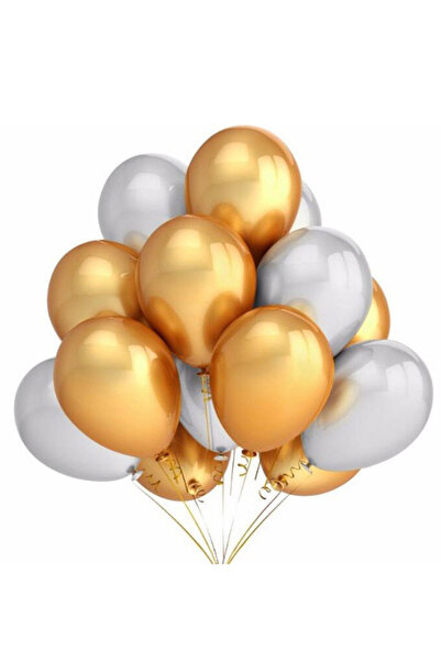 Generic 100-piece Gold Silver color Latex Decorative 12 Inch Balloon Wedding ...