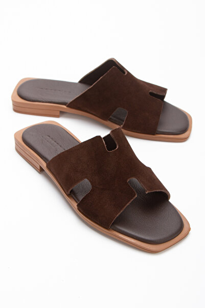 PASSAGE SHOES Women's Skin Genuine Leather Daily Slippers 6293 Brown Suede