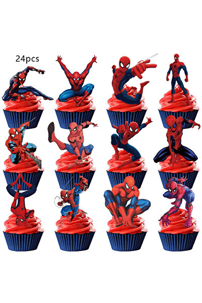 Miniso 24pcs 12/24pcs Marvel Spider Man Cupcake Toppers, Spider Man Birthday ...