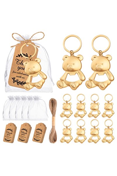 Choice مجموعة من 15 قطعة/5 مجموعات من فتاحات زجاجات على شكل دب ذهبي مع سلسلة ...