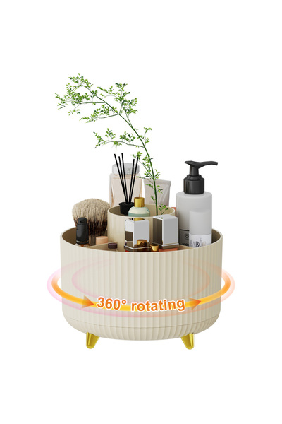 Choice Ivory 360° Rotating Makeup Organizer - 1pc Plastic Cosmetic Storage wi...
