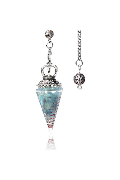 choice2 53X18mm Aquamarine Natural Crystal Pendulum Hexagonal Cone Pendule Ag...