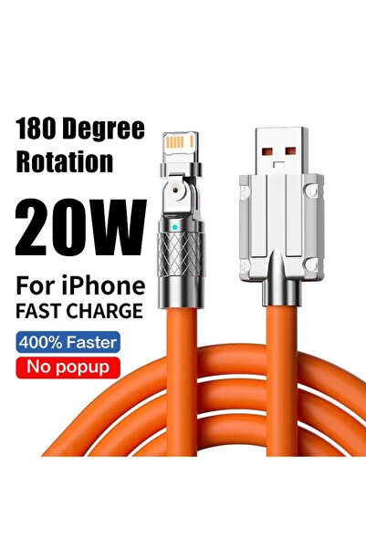 Choice كابل USB برتقالي بطول مترين، قابل للدوران 180 درجة، للشحن السريع، متوا...