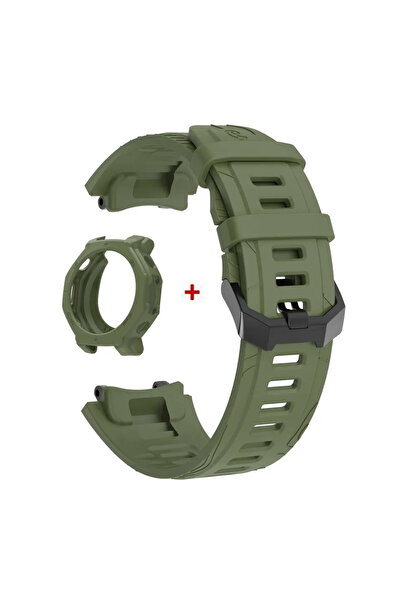 Choice جراب سيليكون أخضر داكن + سوار معصم ذكي لجهاز T-Rex3 Pro، غطاء حماية لل...