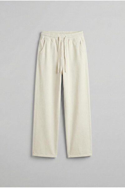 ablukaonline Men's Baggy Fit Gabardine Fabric Trousers Ecru