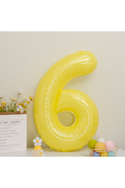 Choice 40inch 6 Lemon Yellow Digital Balloon Aaluminum Film Number Balloons C...