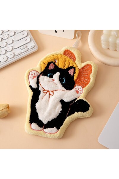 Choice 6 مناشف يد لطيفة على شكل قطة مصنوعة من الصوف المرجاني، تمتص الماء بقوة...