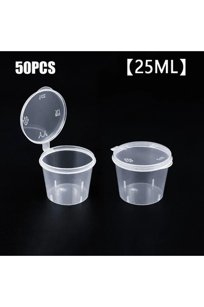 Choice 25ml 50Pcs Plastic Sauce Jars with Lids Leak-Proof Disposable Food Sau...