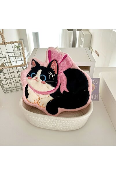 Choice منشفتان يدويتان لطيفتا الشكل على شكل قطة، مصنوعتان من الصوف المرجاني، ...