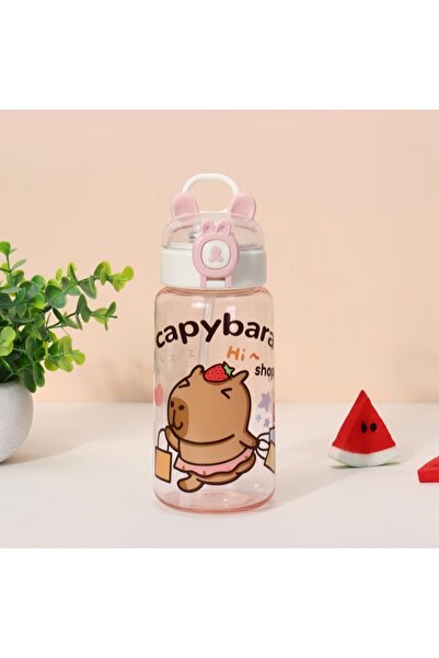 Choice 500ml Pink 500ml Capybara Water Bottles Cartoon Straw Cup Capybara Dri...