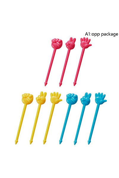Choice عبوة من 9 قطع من شوك الفاكهة البلاستيكية اللطيفة على شكل أصابع وأيدي، ...
