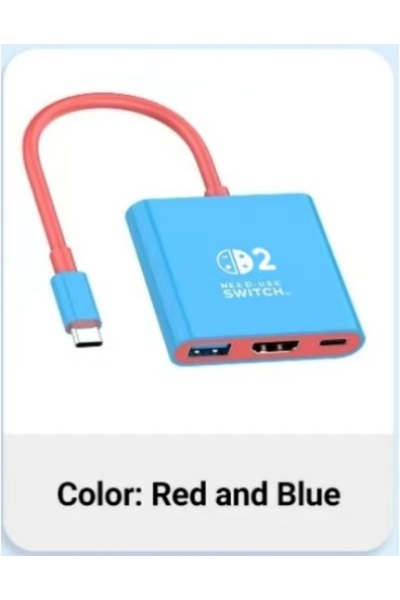 Choice Red and blue Docking Station for Nintendo Switch 2,4K 60Hz TYPE-C Hub ...