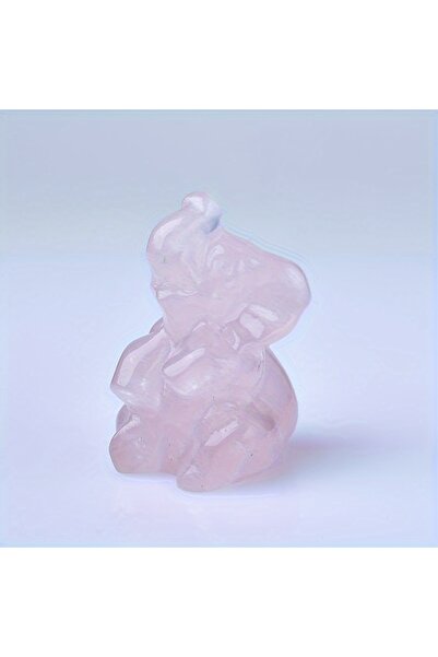 Choice قطعة واحدة من الكوارتز الوردي، كريستال طبيعي منحوت على شكل فيل، 3.5 سم...
